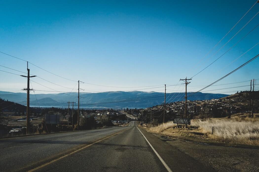 empty highway road leading to Kelowna